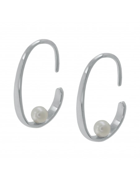 Torn tipo aro oval c/perla de 4 mm