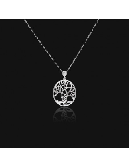 Conj .c/arbol de la vida oval y piedra rodinado