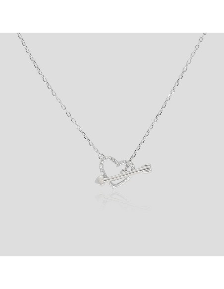 Conj. tipo collar corazon c/cierre flecha rodinado
