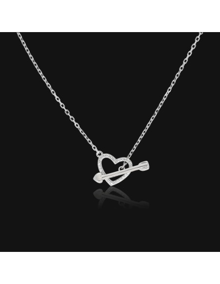 Conj. tipo collar corazon c/cierre flecha rodinado