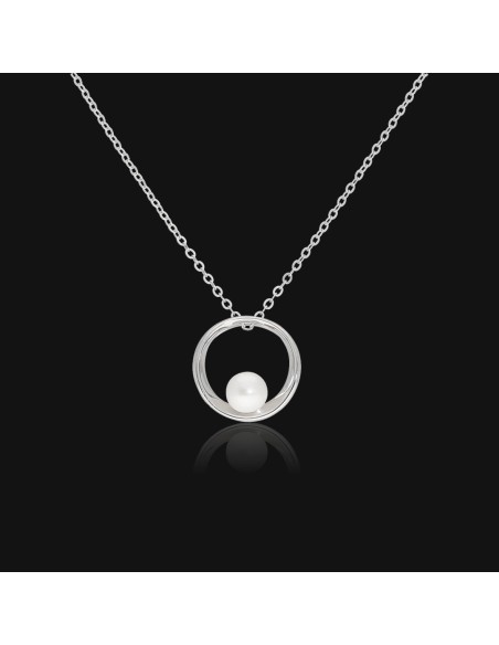 Collar minimalista c/perla cultivada 6-6.5 rodinado