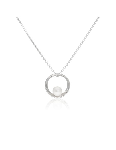 Collar minimalista c/perla cultivada 6-6.5 rodinado