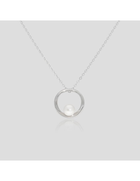 Collar minimalista c/perla cultivada 6-6.5 rodinado