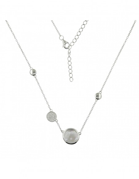 Collar c/redondo nacar y piedra