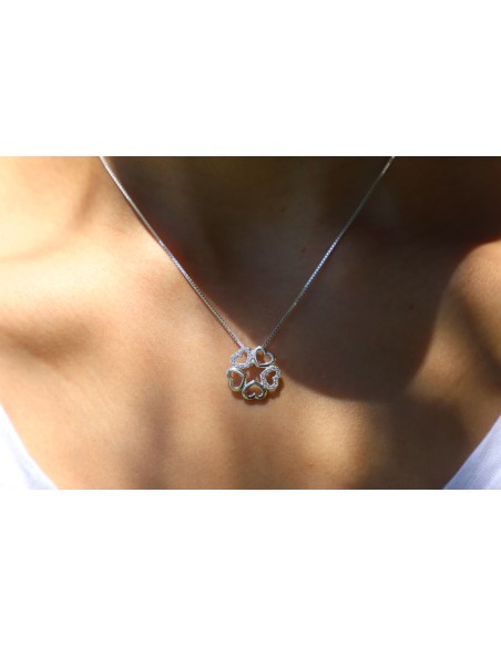 Conj. con dijes corazones rodinado