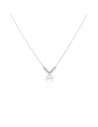 Collar perla de cultivo de rio de 7.70mm  y bolitas d/plata rodinado