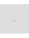 Collar perla de cultivo de rio de 7.70mm  y bolitas d/plata rodinado
