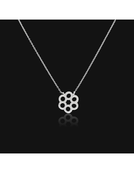 Collar c/dije flor de aros fina rodinado