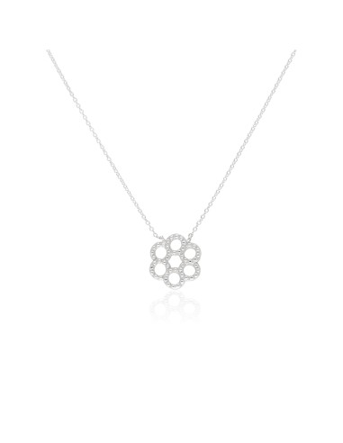 Collar c/dije flor de aros fina rodinado