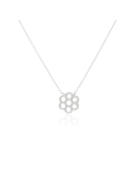 Collar c/dije flor de aros fina rodinado