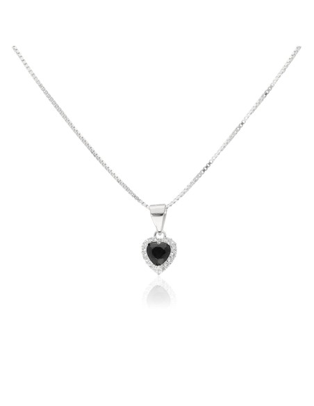 Conj. corazon c/piedra negra y zc