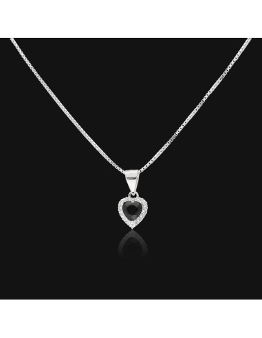 Conj. corazon c/piedra negra y zc