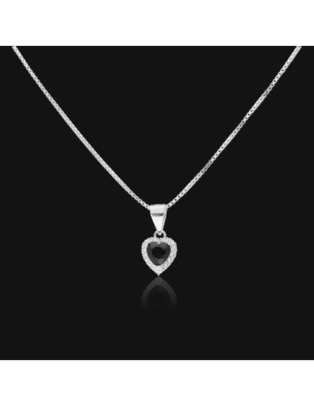 Conj. corazon c/piedra negra y zc