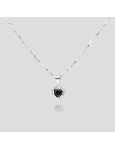 Conj. corazon c/piedra negra y zc