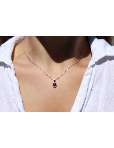 Conj. corazon c/piedra negra y zc