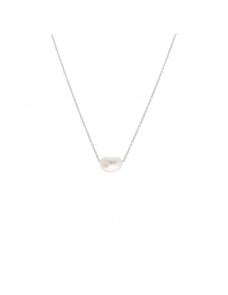Collar perla de cultivo barroca pasante x 45 cm rodinada