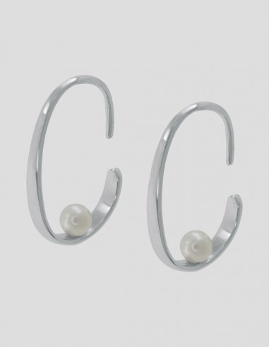 Torn tipo aro oval c/perla de 4 mm