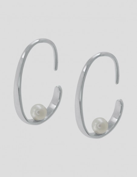 Torn tipo aro oval c/perla de 4 mm