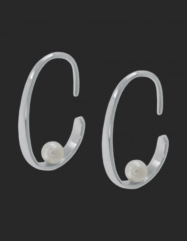 Torn tipo aro oval c/perla de 4 mm