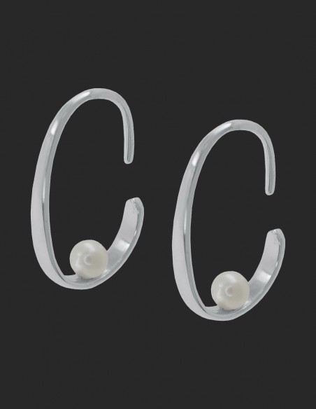 Torn tipo aro oval c/perla de 4 mm