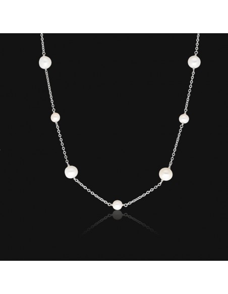 Collar perlas de cultivo de rio rod.7.5 x 5.3  2 tamaños x 45 cm