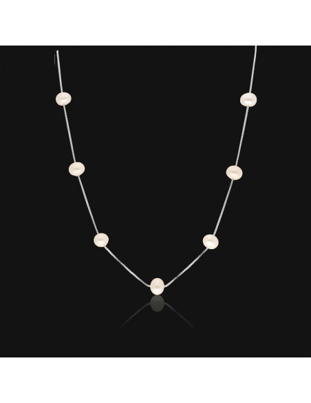 Collar perlas de cultivo de rio 6mm veneciana rodinado