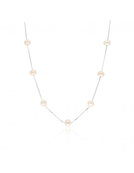 Collar perlas de cultivo de rio 6mm veneciana rodinado