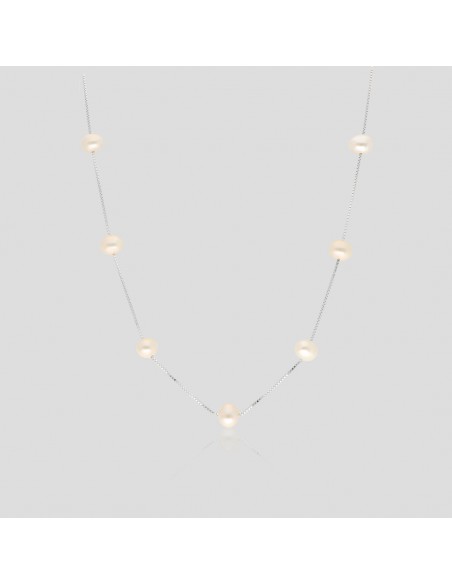Collar perlas de cultivo de rio 6mm veneciana rodinado