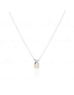 Collar dije en cruz cz y perla