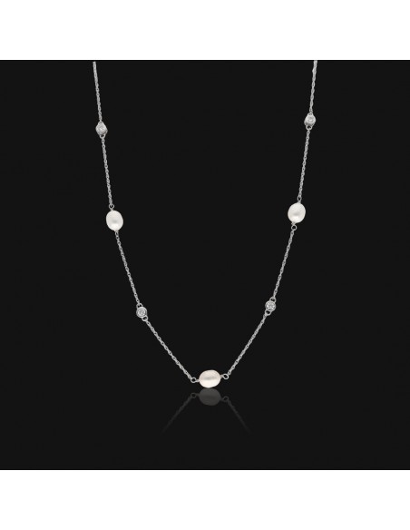 Collar c/5 perlas de cultivo de rio de 7  eng/ing rodinado