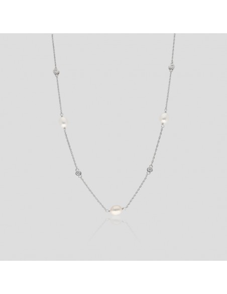 Collar c/5 perlas de cultivo de rio de 7  eng/ing rodinado