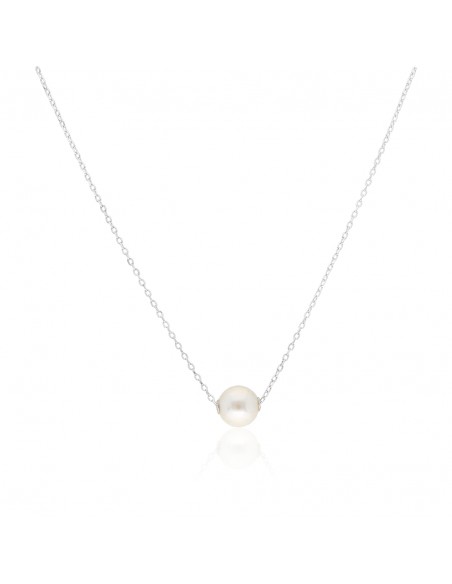 Collar perla de cultivo de rio pasante rodinado  7.5MM
