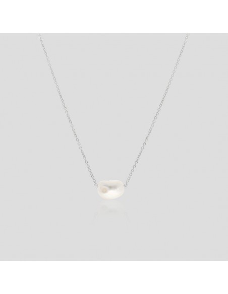 Collar perla de cultivo barroca pasante x 45 cm rodinada