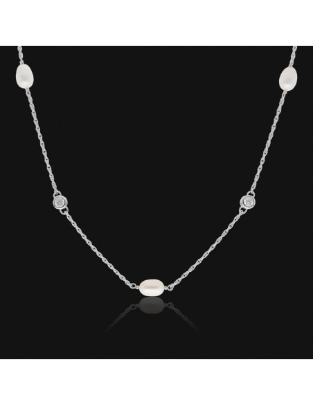 Collar perlas de cultivo de rio 5.5 mm zc eng/ing rodinado
