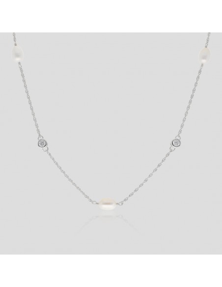 Collar perlas de cultivo de rio 5.5 mm zc eng/ing rodinado