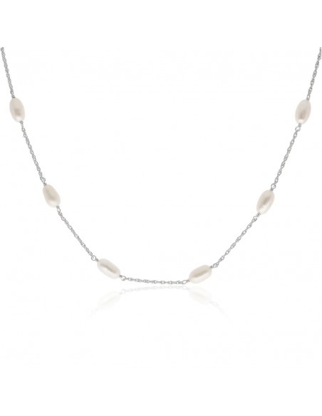 Collar c/11 perlas de rio 5.5mm rodinado