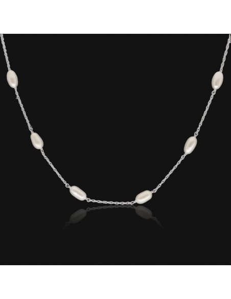 Collar c/11 perlas de rio 5.5mm rodinado