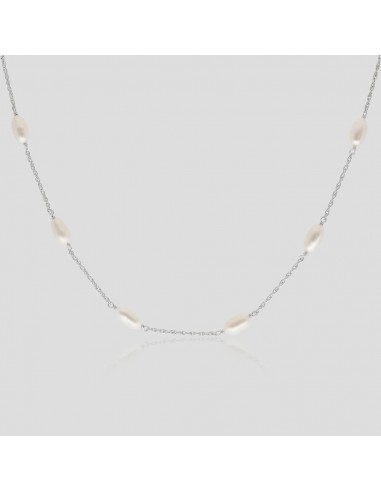 Collar c/11 perlas de rio 5.5mm rodinado