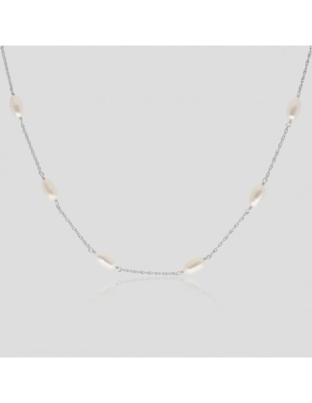 Collar c/11 perlas de rio 5.5mm rodinado