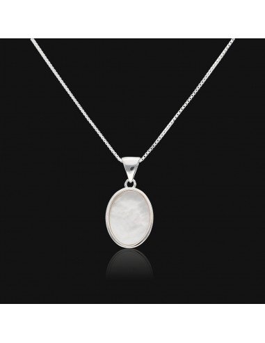 Conj c/dije oval en nacar 18 mm x 12 mm