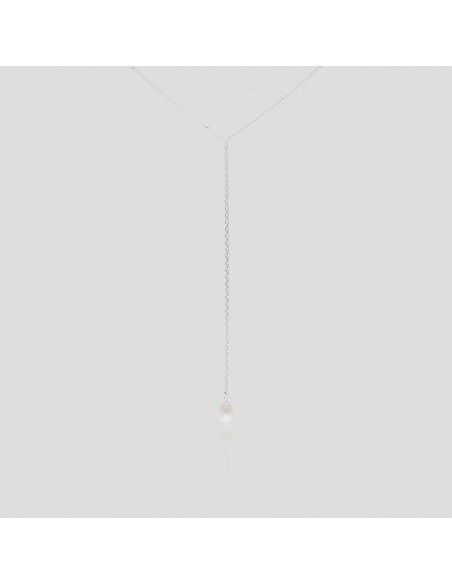 Collar corbatero con perla de rio natural 40 + 5cm