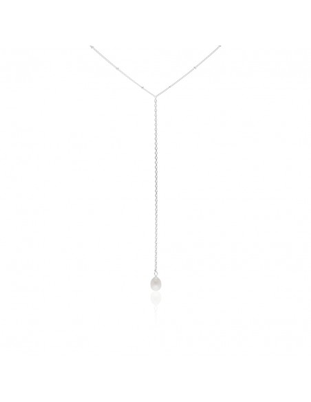 Collar corbatero con perla de rio natural 40 + 5cm