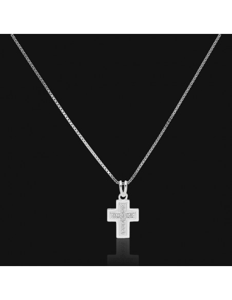 Conj.c/dije cruz c/piedras 14 mm x 10 mm
