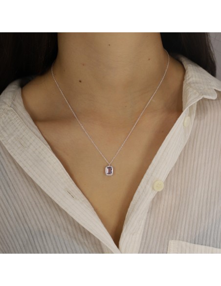 Conj.c/amatista clara facetada de 6 x 8 mm engarse ingles largo total 42+ 5
