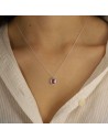 Conj. c/amatista facetada  de 6 x 8 mm engarse ingles largo total 42+ 5
