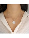 Conj .c/medallon de nacar facetado de 21 mm y piedras