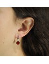 Tor. aro tipo Van Cleef AGATA  roja de 8mm x 8 mm  cuelga