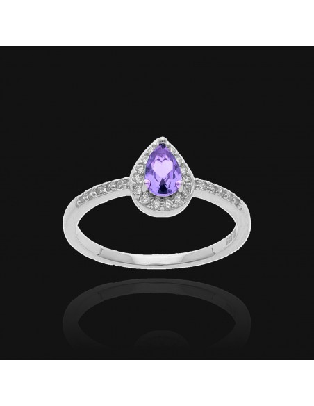 An. solitario c/piedra violeta lagrima y zc