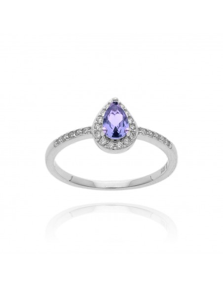 An. solitario c/piedra violeta lagrima y zc