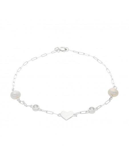 Pul. c/2 perlas de rio y 2 zc. y corazon chato 19.5 cm
